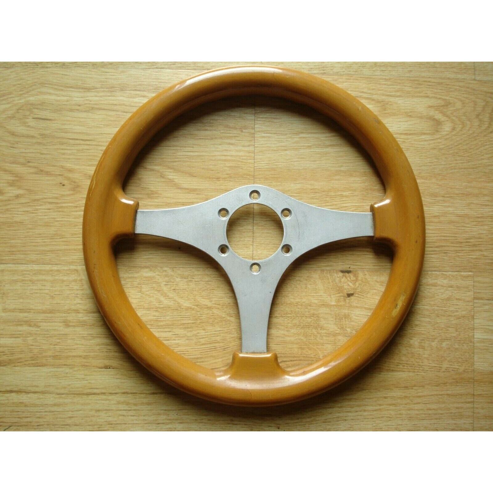 Vintage MOMO CHECKMAN Wood Steering Wheel 17s-ALUMI 33cm/13