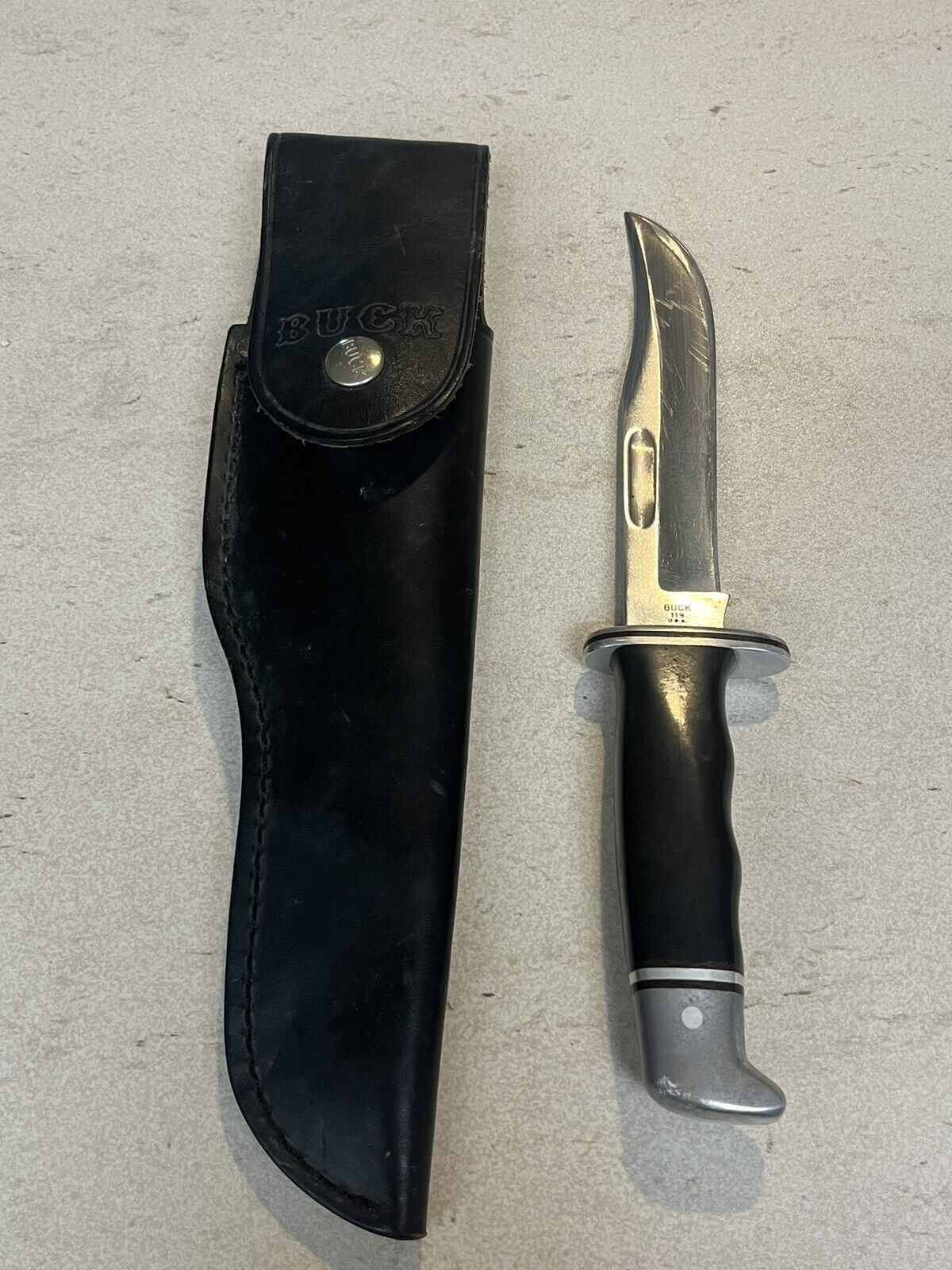 Buck 119 Hunting Knife W/Sheath, 5.75” Blade, Vintage