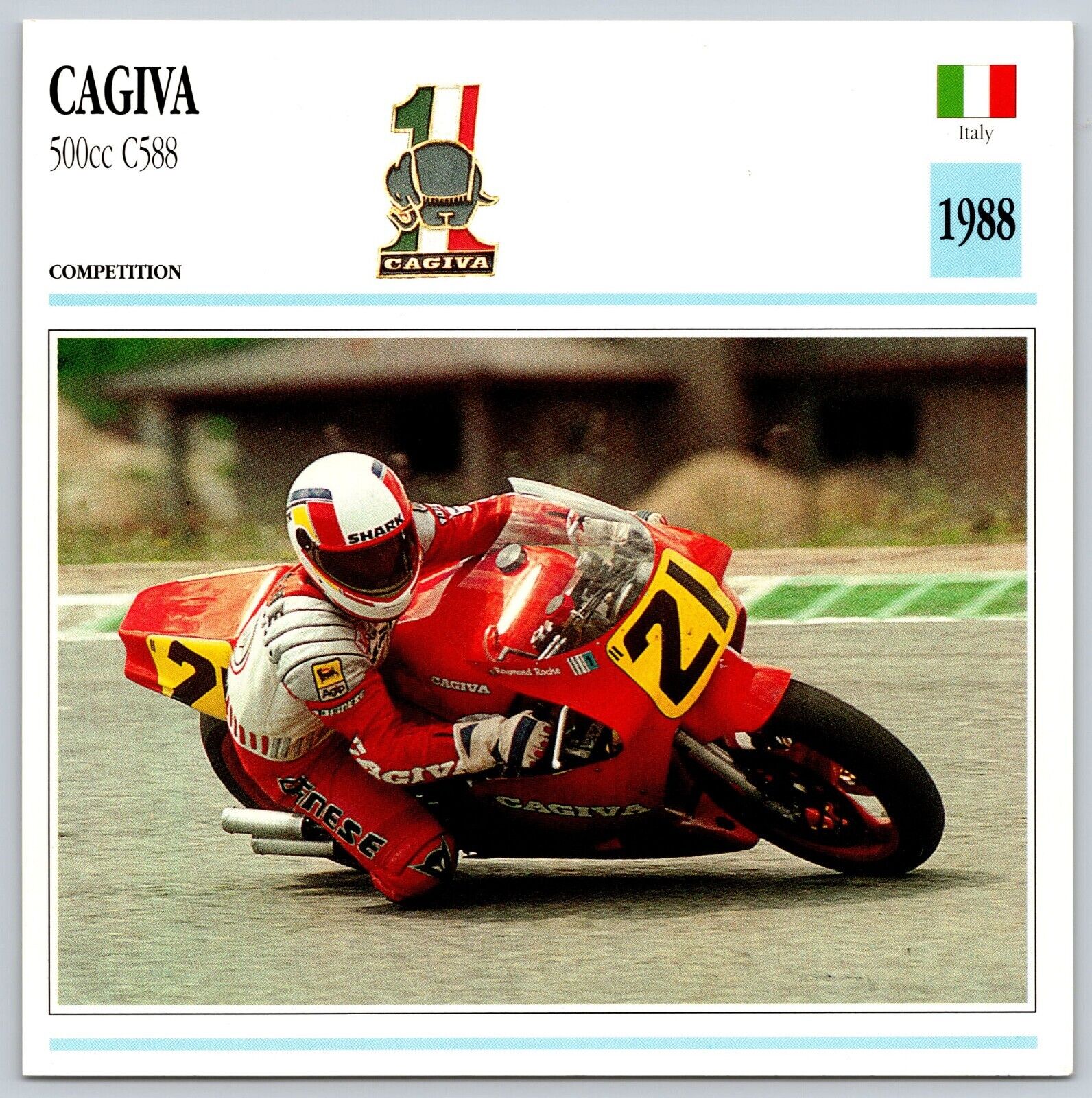 Cagiva 500cc C588 Competition 1988 Italy Edito Service Atlas Motorcycle Card