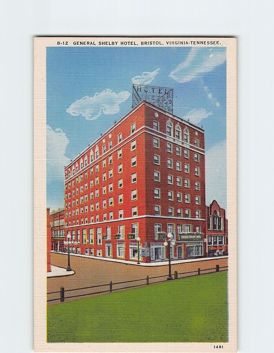 Postcard General Shelby Hotel Bristol Virginia-Tennessee USA