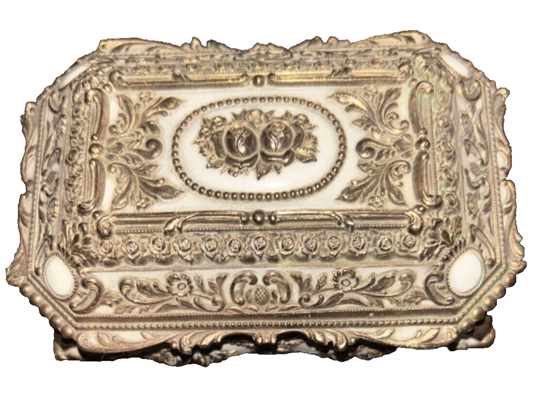 Vintage Ornate  Jewelry Casket  Trinket Box 6”X 4”