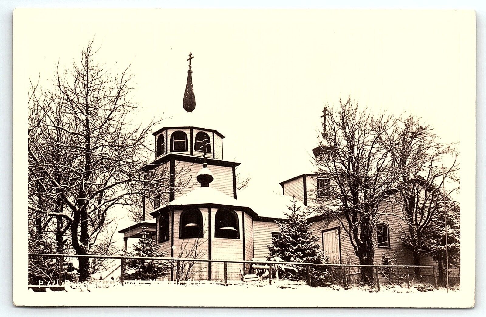 1930s KODIAK ALASKA RUSSIAN CHURCH KODAK UNPOSTED PHOTO RPPC POSTCARD P3897