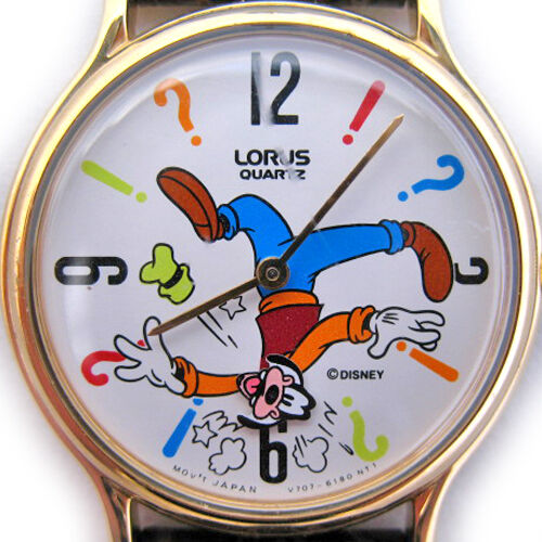 VINTAGE Disney GOOFY ANIMATED WATCH Up Side Down Rotating Head LORUS Wristwatch