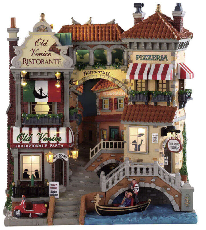 LEMAX  VENICE CANAL SHOPS-  Italian Village Facade Holiday Village -Lighted