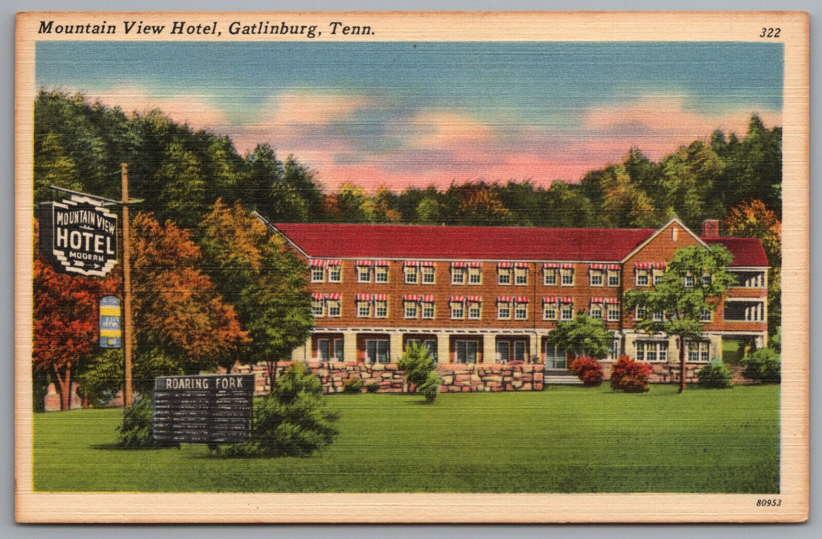 Gatlinburg TN Mountain View Hotel c1940s Linen Postcard