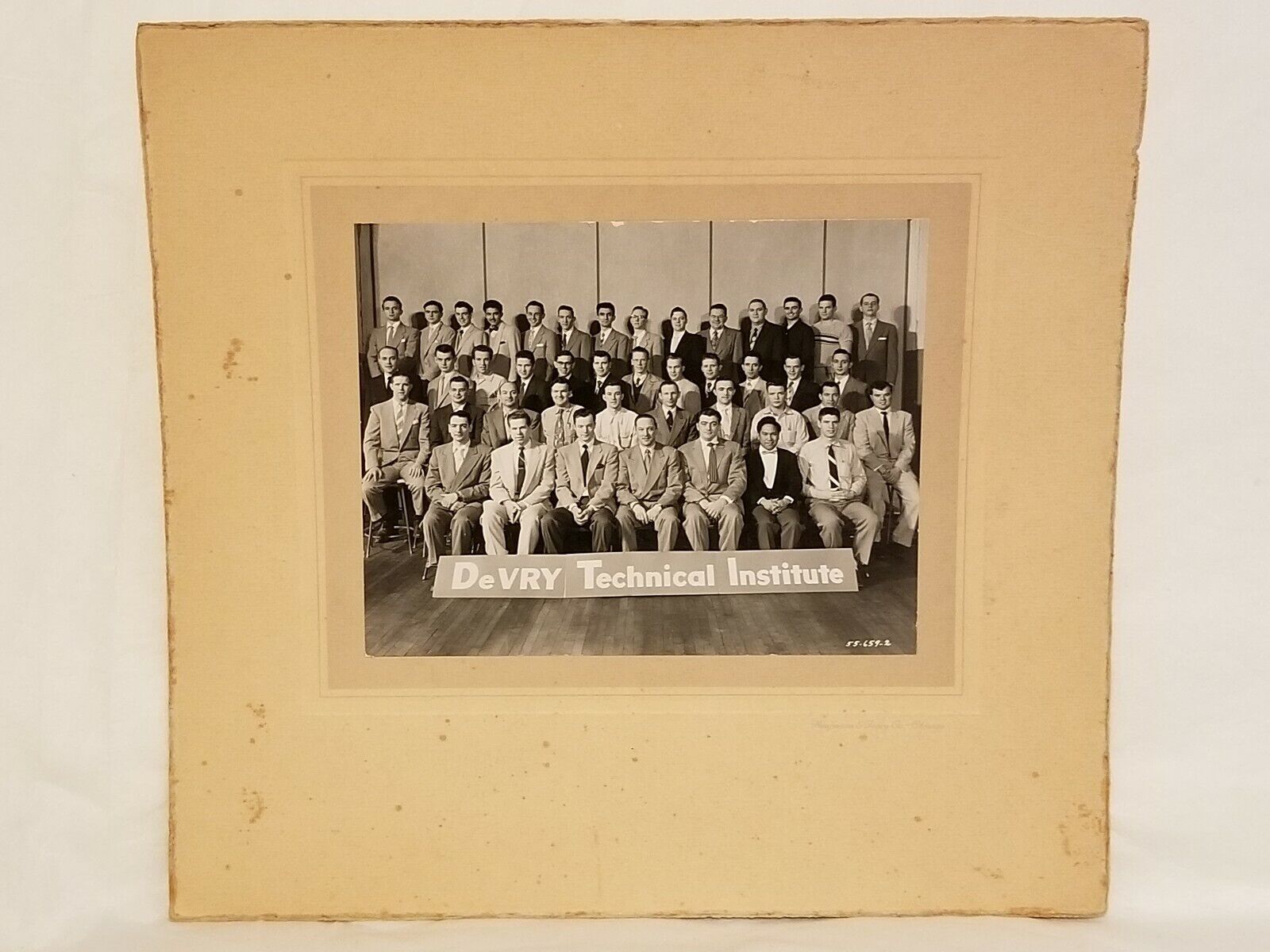1955 DeVry Technical Institute Mounted Class Photograph Picture Alumni