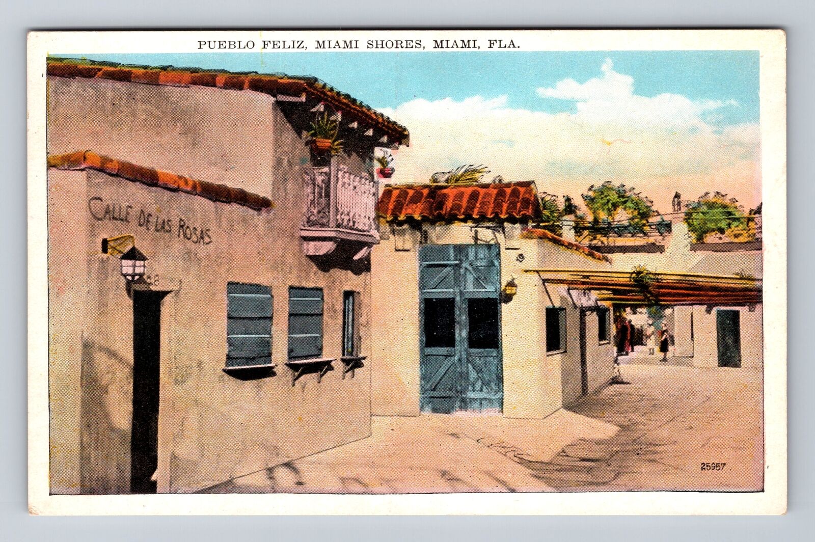 Miami FL-Florida, Pueblo Feliz Miami Shores, Antique Souvenir Vintage Postcard