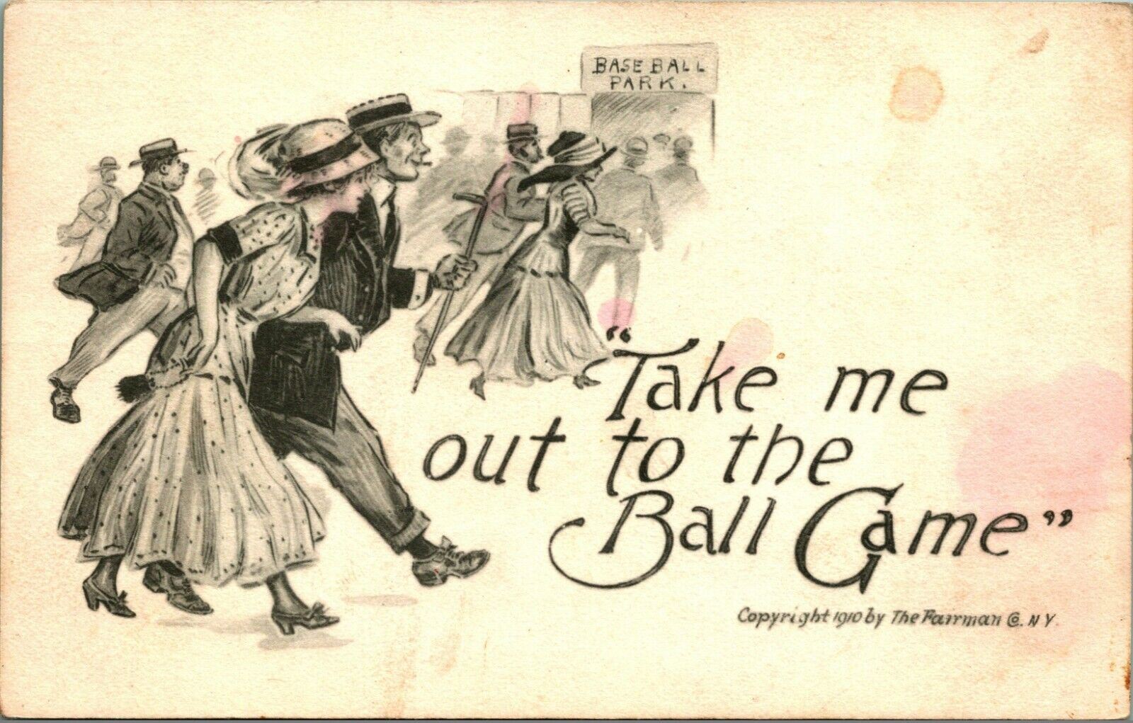 Take Me Out To The Ball Game Baseball UNP 1910 Fairman DB Postcard D11