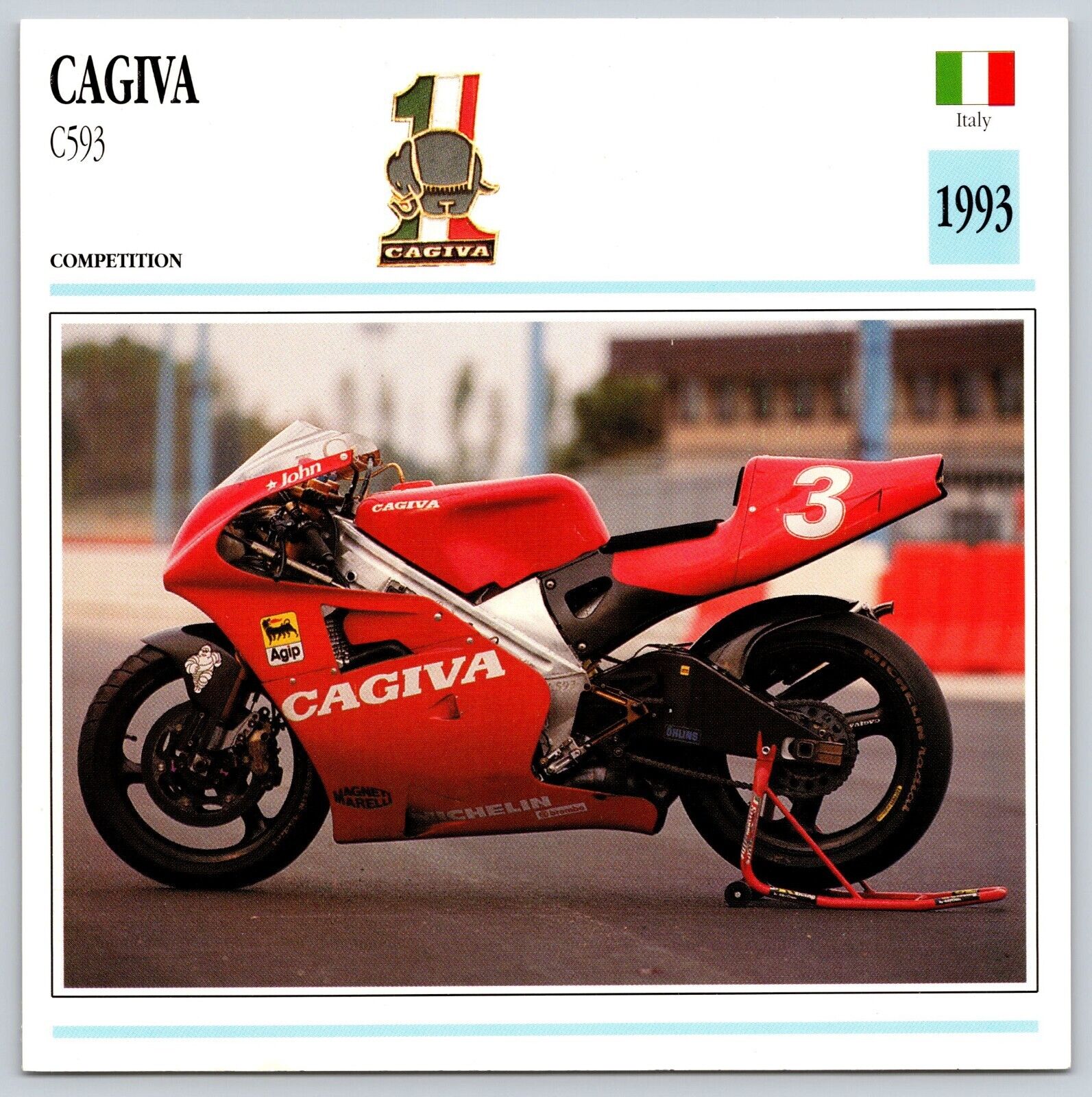 Cagiva C593 Competition 1993 Italy Edito Service Atlas Motorcycle Card