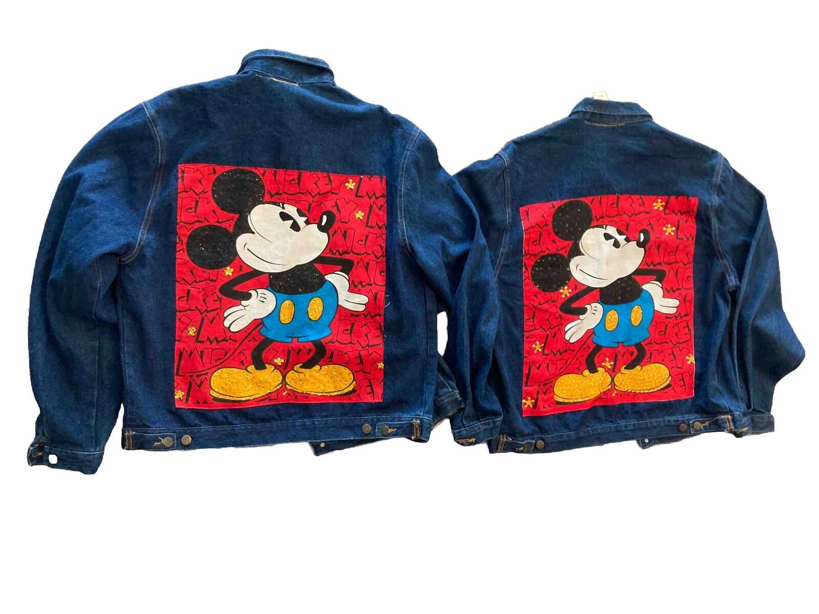 Lot Of 2 Deadstock Disney Mickey Mouse 90s VTG Denim RARE Rhinestones Jacket XL