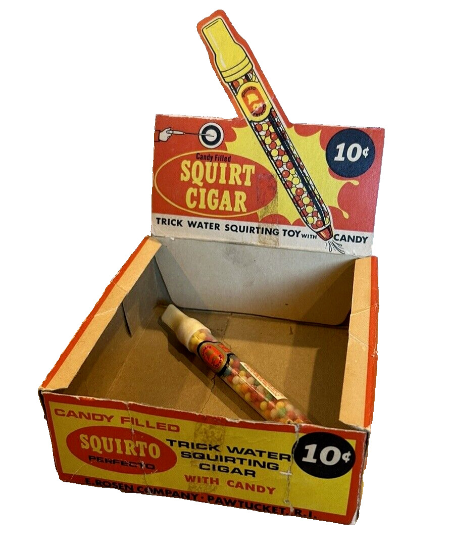 Vintage E. Rosen 10¢ Candy Filled SQUIRT CIGAR CANDY with Original Display Box
