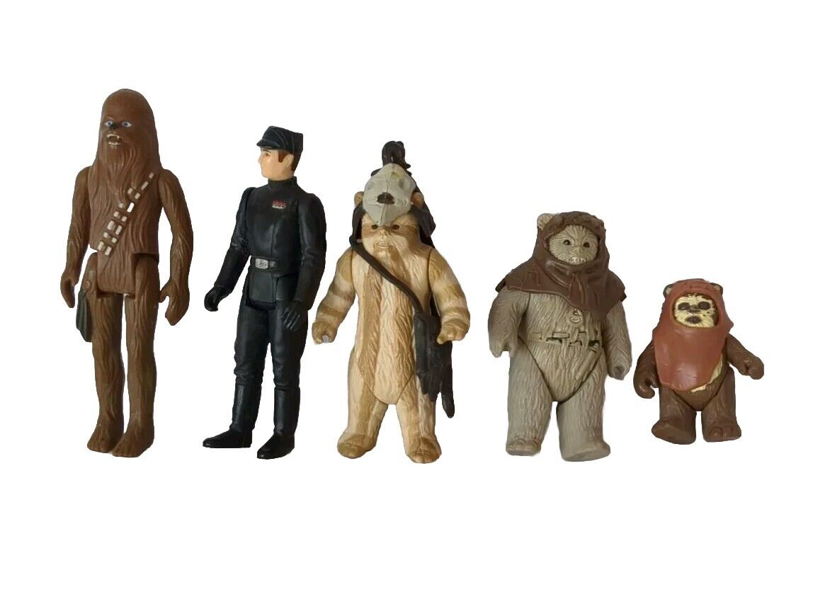 Vintage Star Wars Ewoks Chewbacca Imperial Commander 5 figurines 1980\'s LFL 