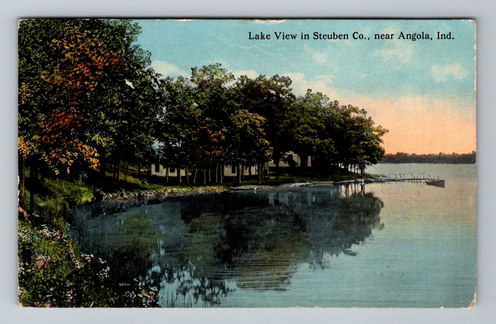 Angola IN-Indiana, Lake View In Steuben Co, Vintage c1914 Postcard