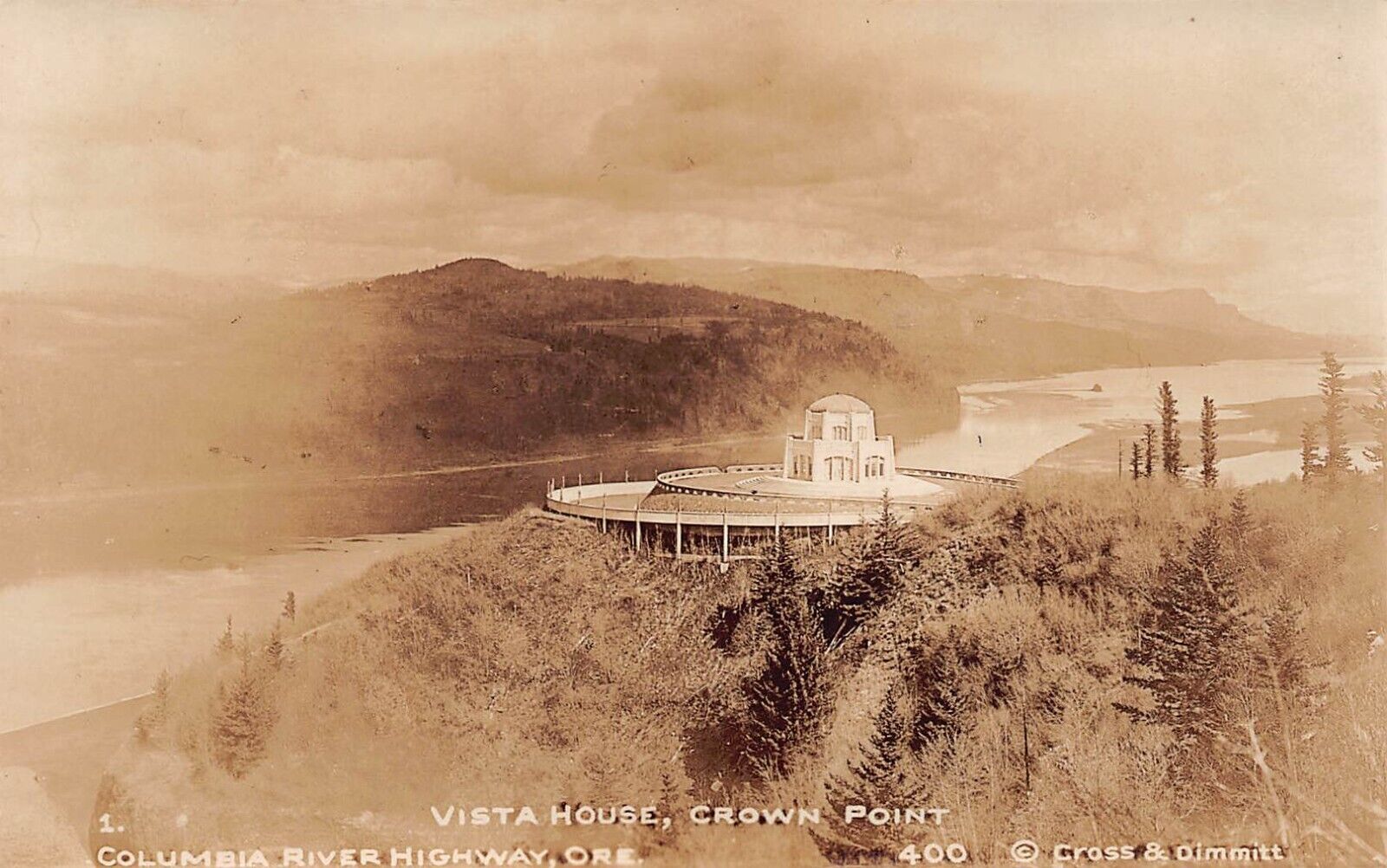 RPPC Columbia River Highway OR Oregon Vista House Crown Point Photo Postcard D17