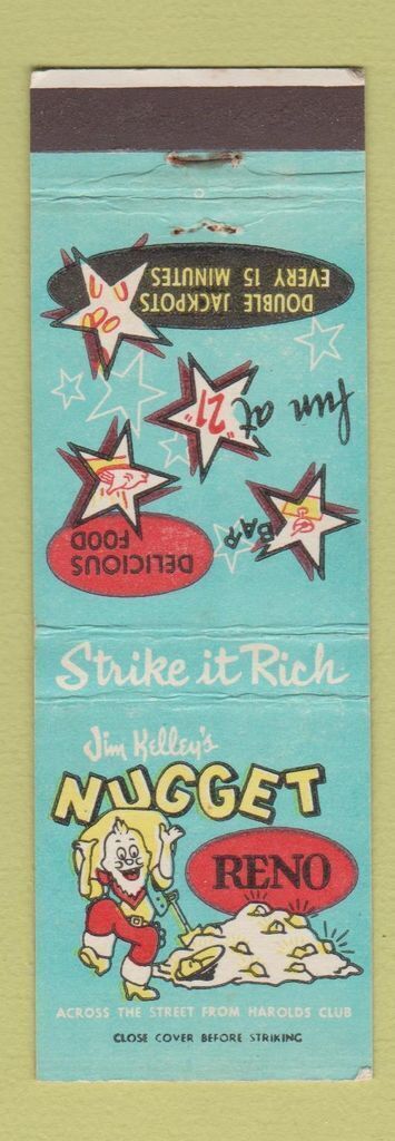 Matchbook Cover - Jim Kelly's Nugget Casino Reno NV