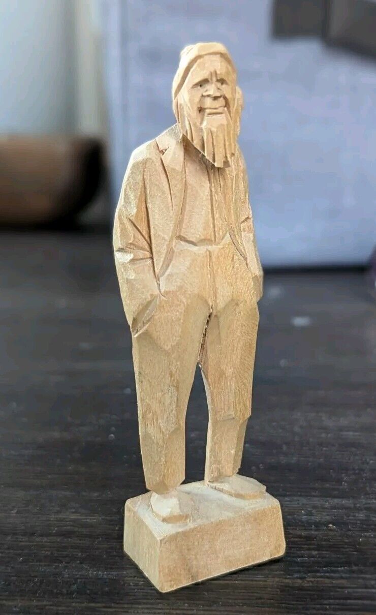 Hand Carved Wooden Sailor Man Figurine Mariner Wood Vtg 