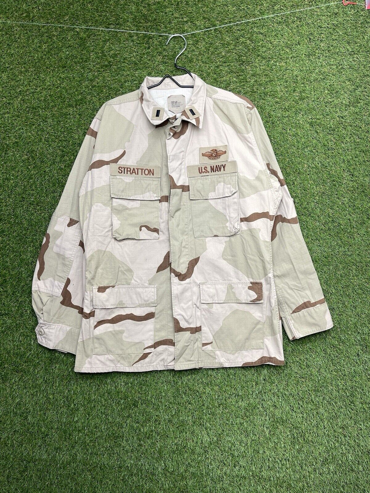 Vintage US Air Force Desert Camo Jacket Tri Colour Camouflage Size Medium Long