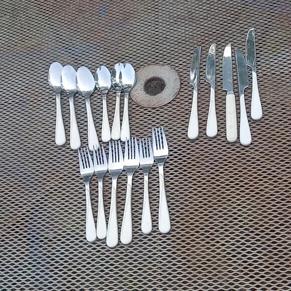 Vintage white stainless made in japan flatware pieces