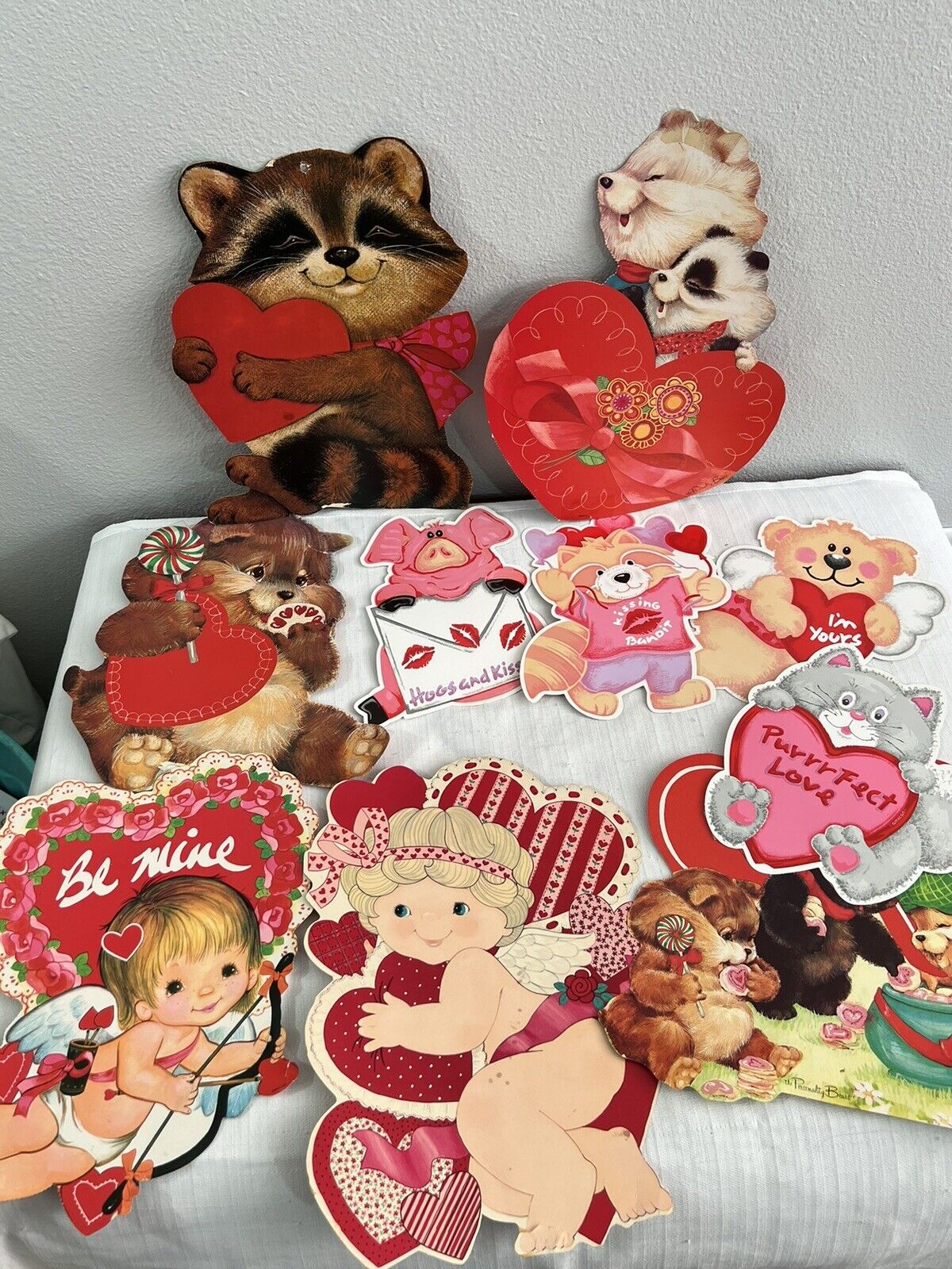 Lot Of 10 Vintage Valentines Cardboard Die Cut Outs