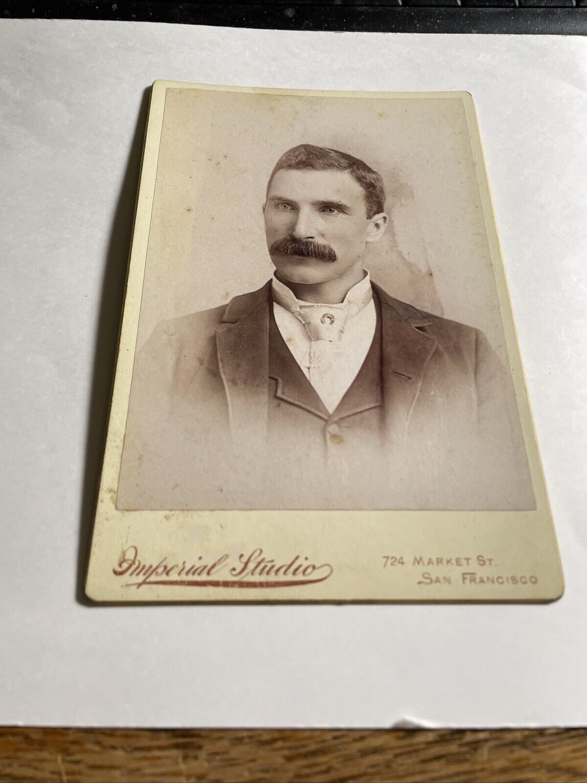 Cabinet Card 1890 S. F, CA, VICTORIAN GENTLEMAN WALRUS MUSTACHE,HORSE SHOE TACK