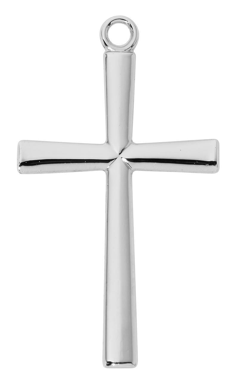 Elegant Sterling Silver Cross Features 24in Long Chain Comes Gift Boxed
