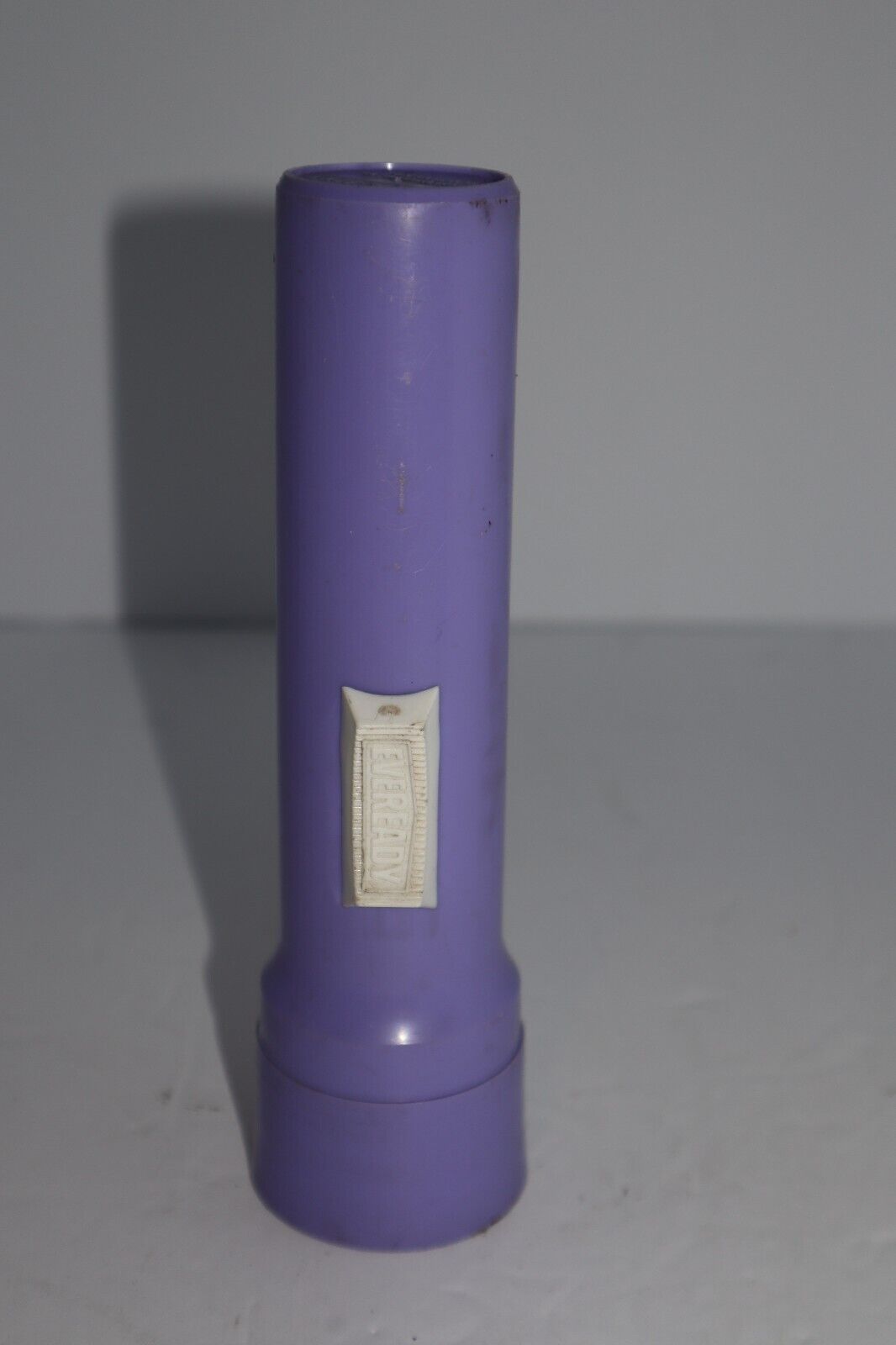 Vintage Eveready Flashlight Purple White Button Works Great