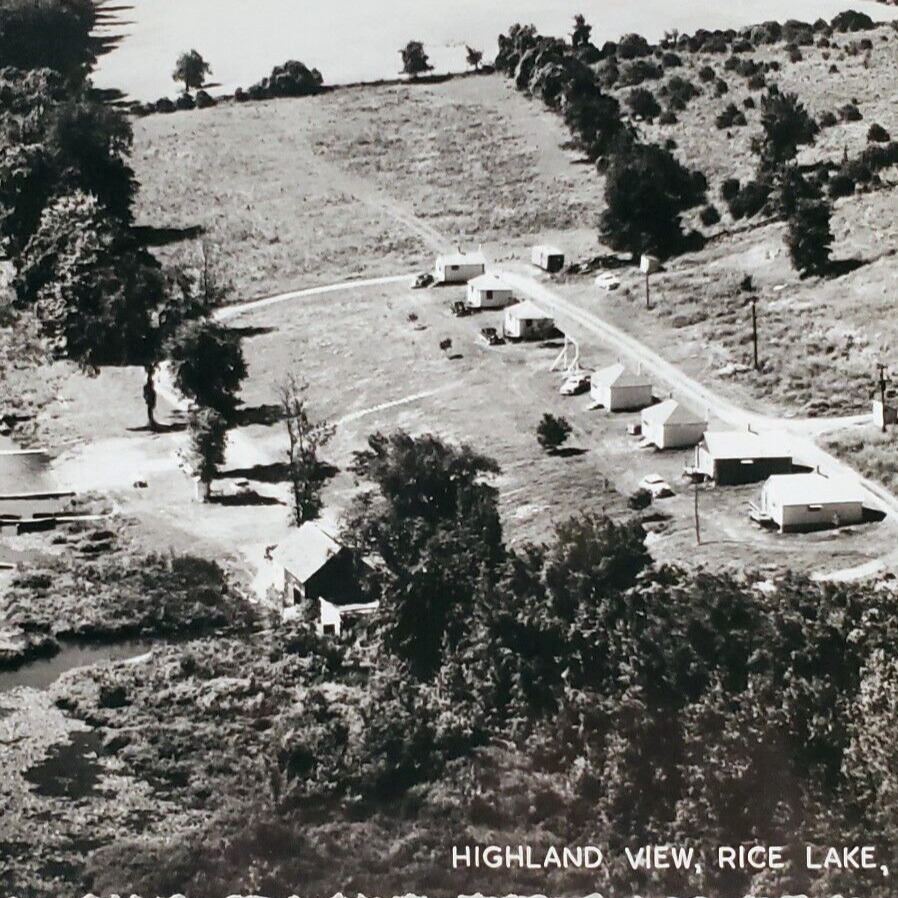 Rice Lake Keene Ontario RPPC Postcard 1950s Canada Aerial Real Photo Boats A2695