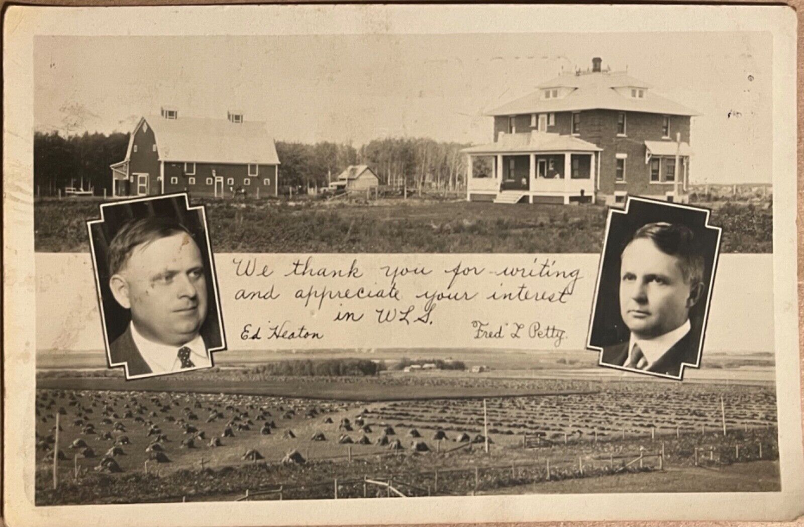 RPPC Chicago WLS Sears Farmers Radio Station Illinois Real Photo Postcard 1926