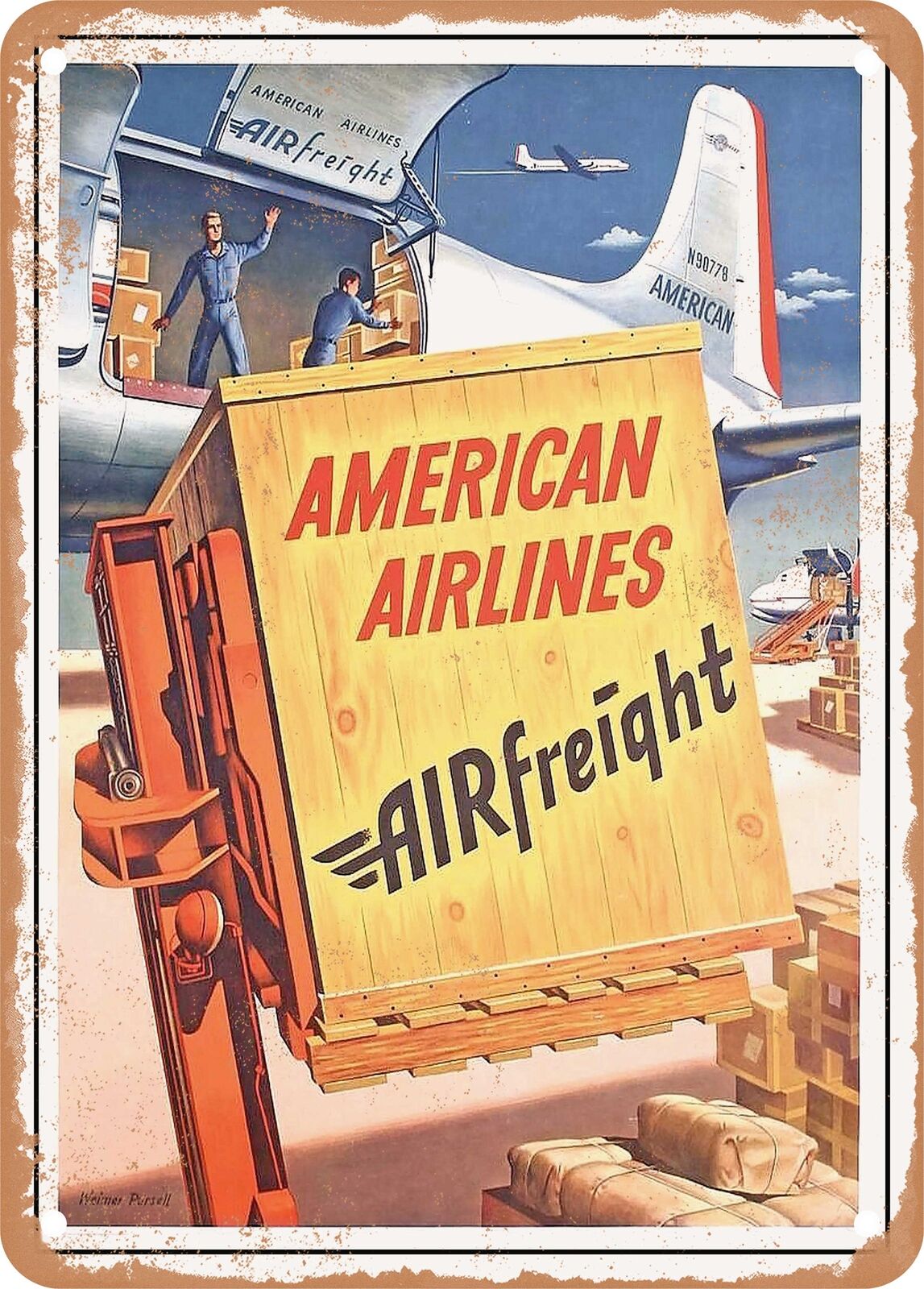 METAL SIGN - 1955 Air Travel Air Freight Vintage Ad