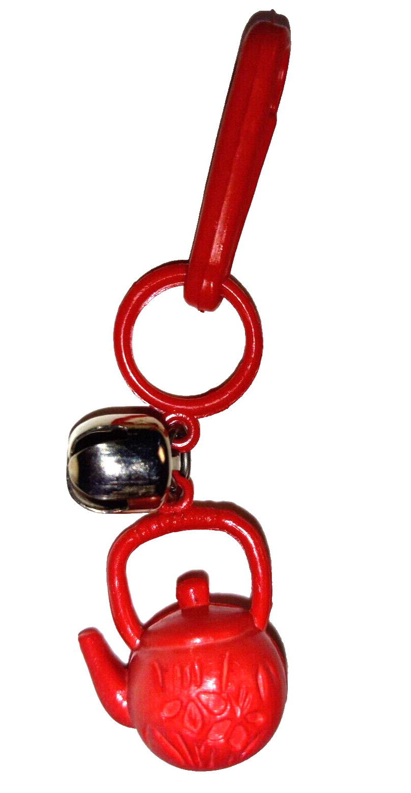 Vintage 1980s Plastic Charm Teapot Tomato Soup Red Charms Necklace Clip On Retro