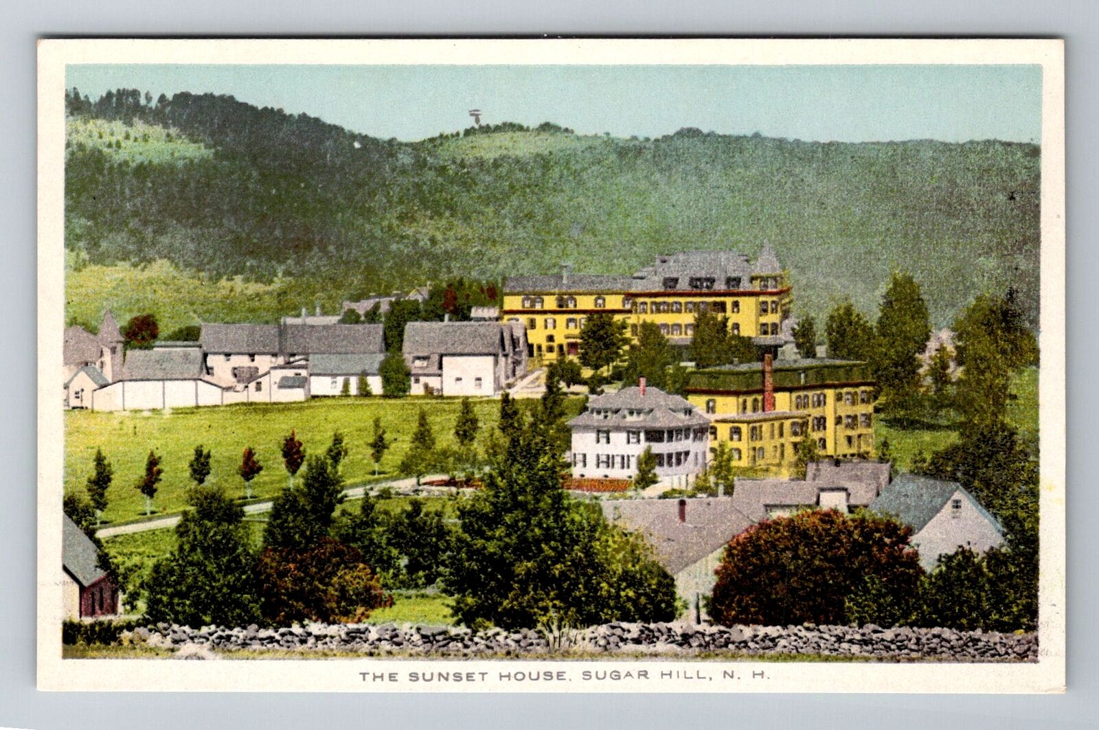 Sugar Hill NH-New Hampshire, The Sunset House, Aerial, Antique Vintage Postcard