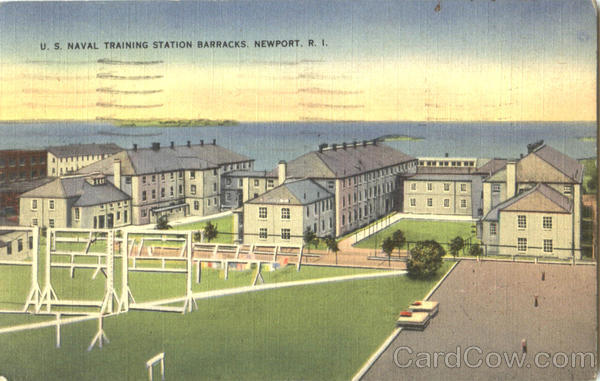 1942 Newport,RI U. S. Naval Training Station Barracks Rhode Island Postcard