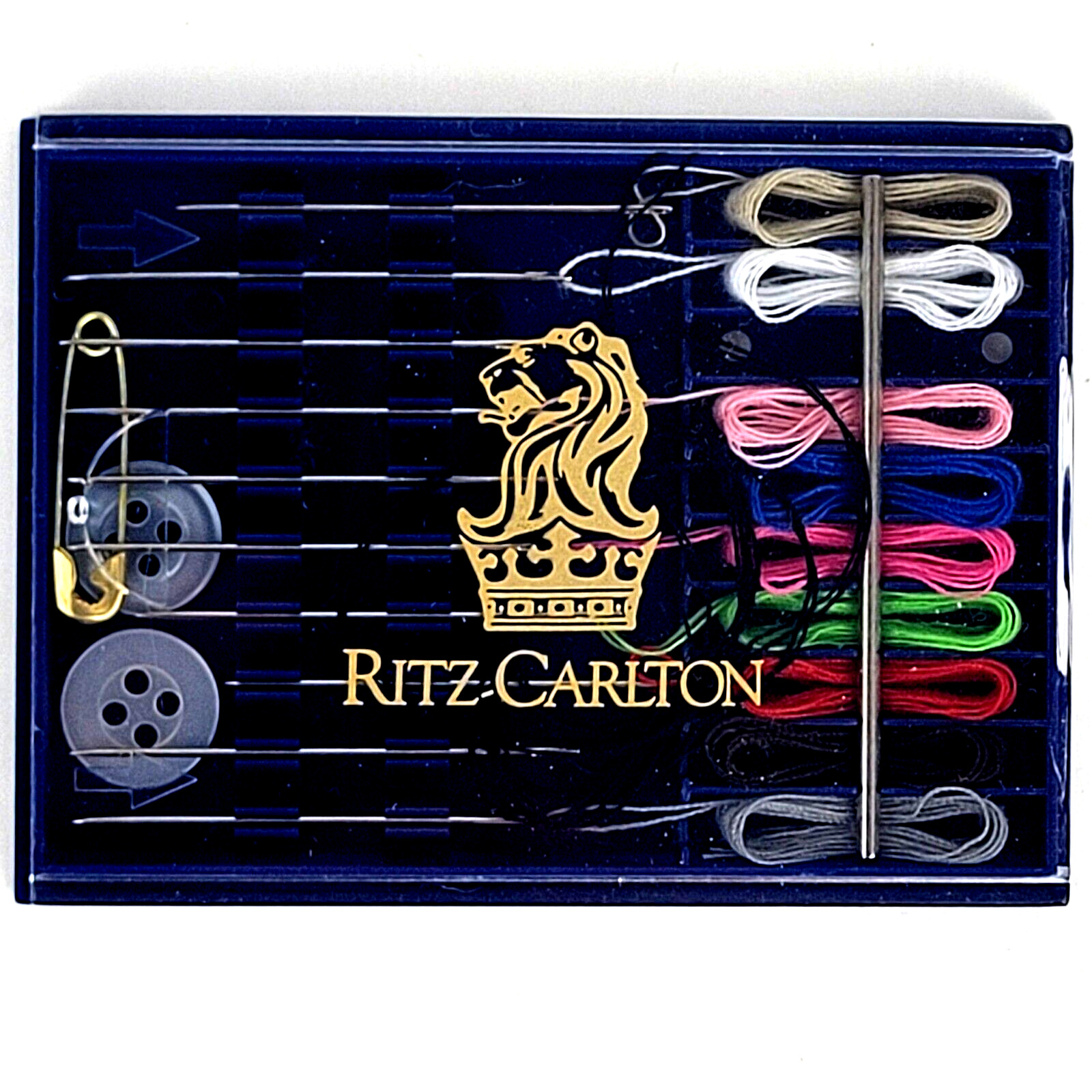 Vintage The Ritz-Carlton Hotel Vintage Sewing Kit Blue Case