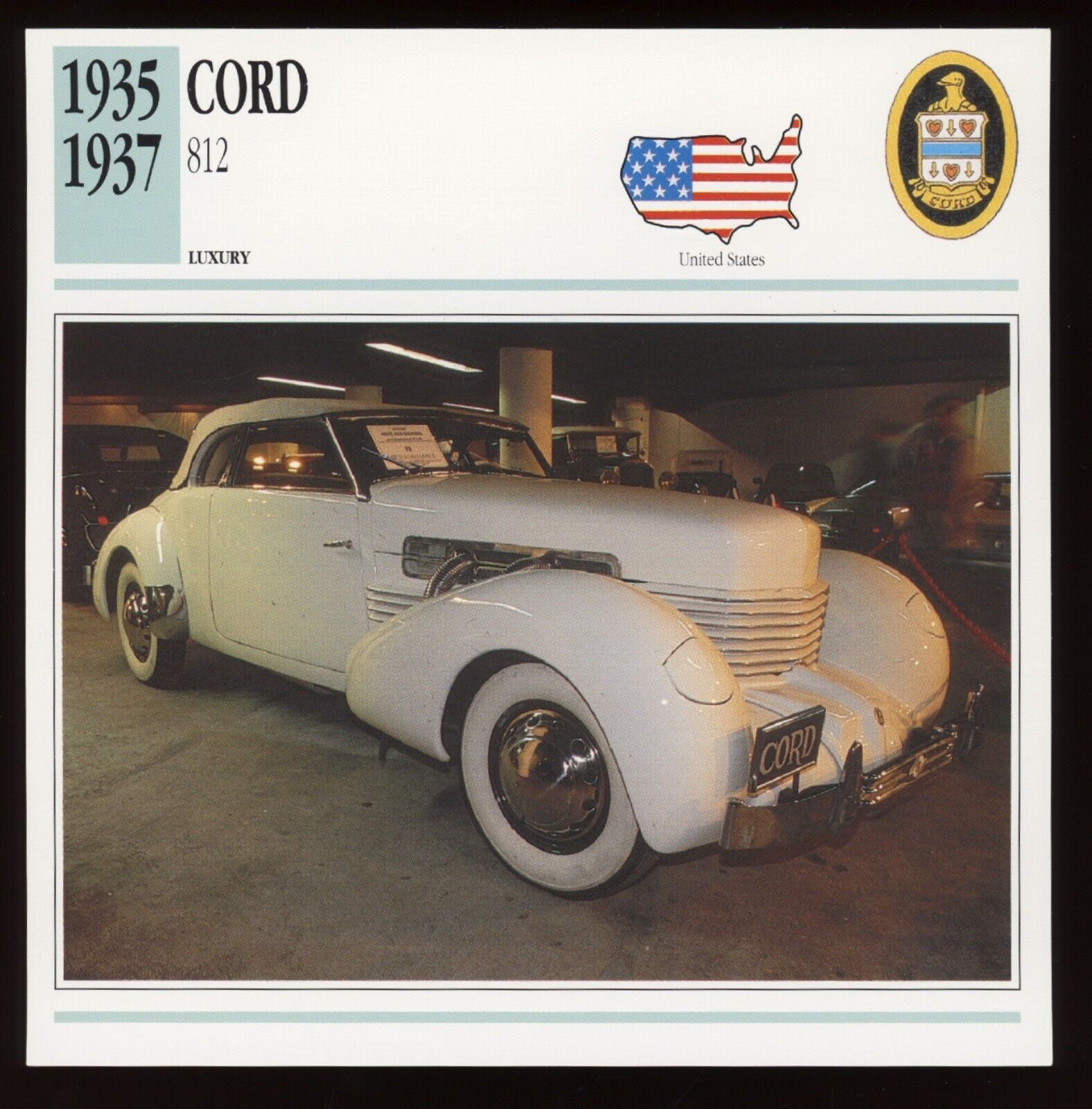 1935 - 1937 Cord 812  Classic Cars Card