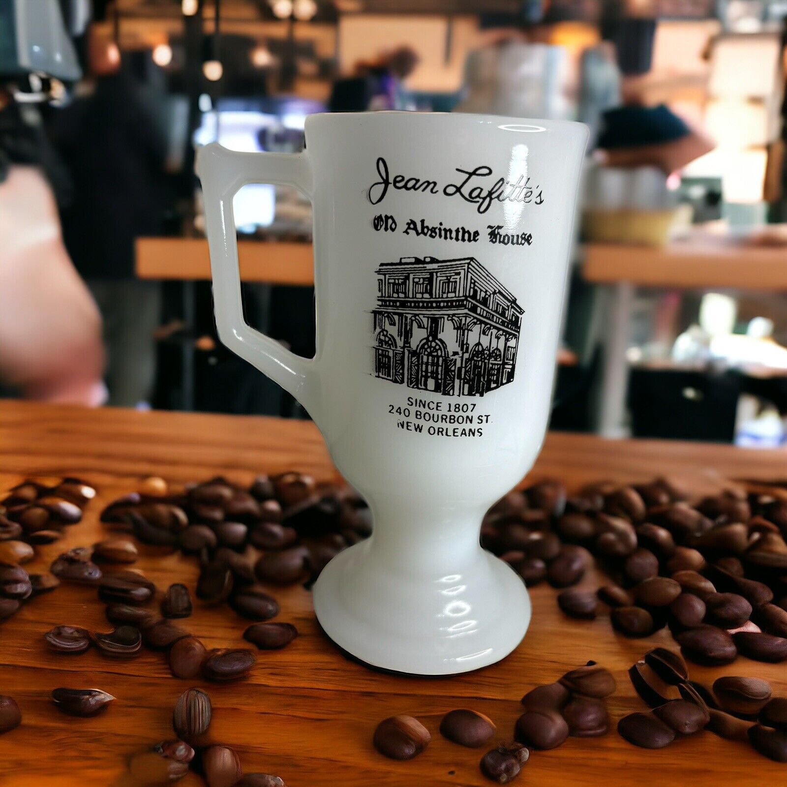 Vintage Milk Glass Coffee Mug “Jean Lafitte’s” Old Absinthe House 240 Bourbon St