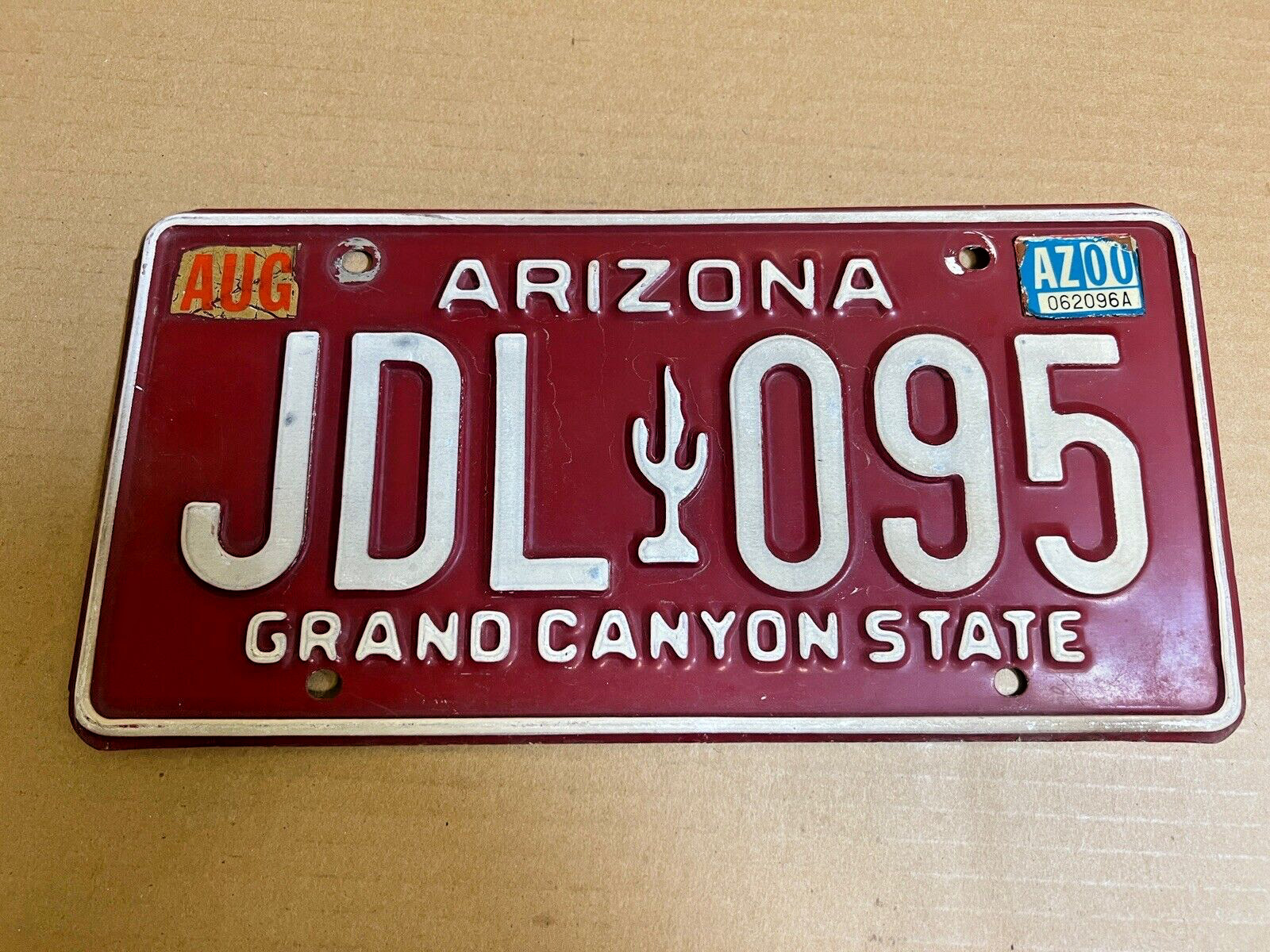 VINTAGE 1980 ARIZONA LICENSE PLATE JDL 095 CACTUS Grand Canyon State EXPIRED