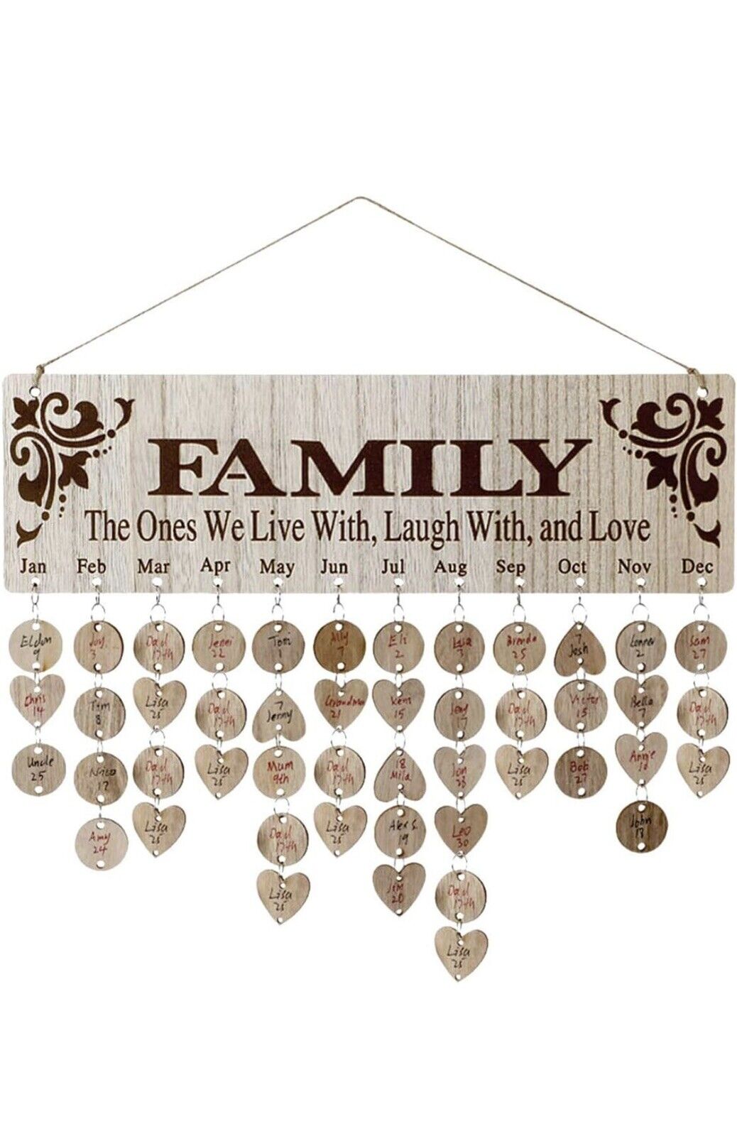 Gifts for Grandma Moms,Wooden Family Birthday Reminder Calendar Board Decorat...