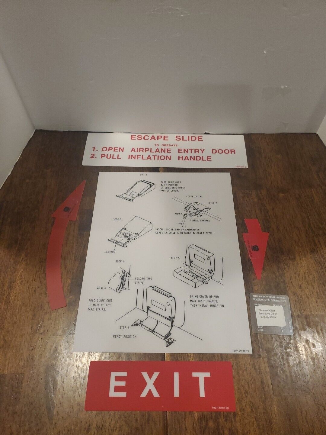 Vintage Airplane Aircraft Emergency Placard Sticker Set Escape Slide Exit 4pc