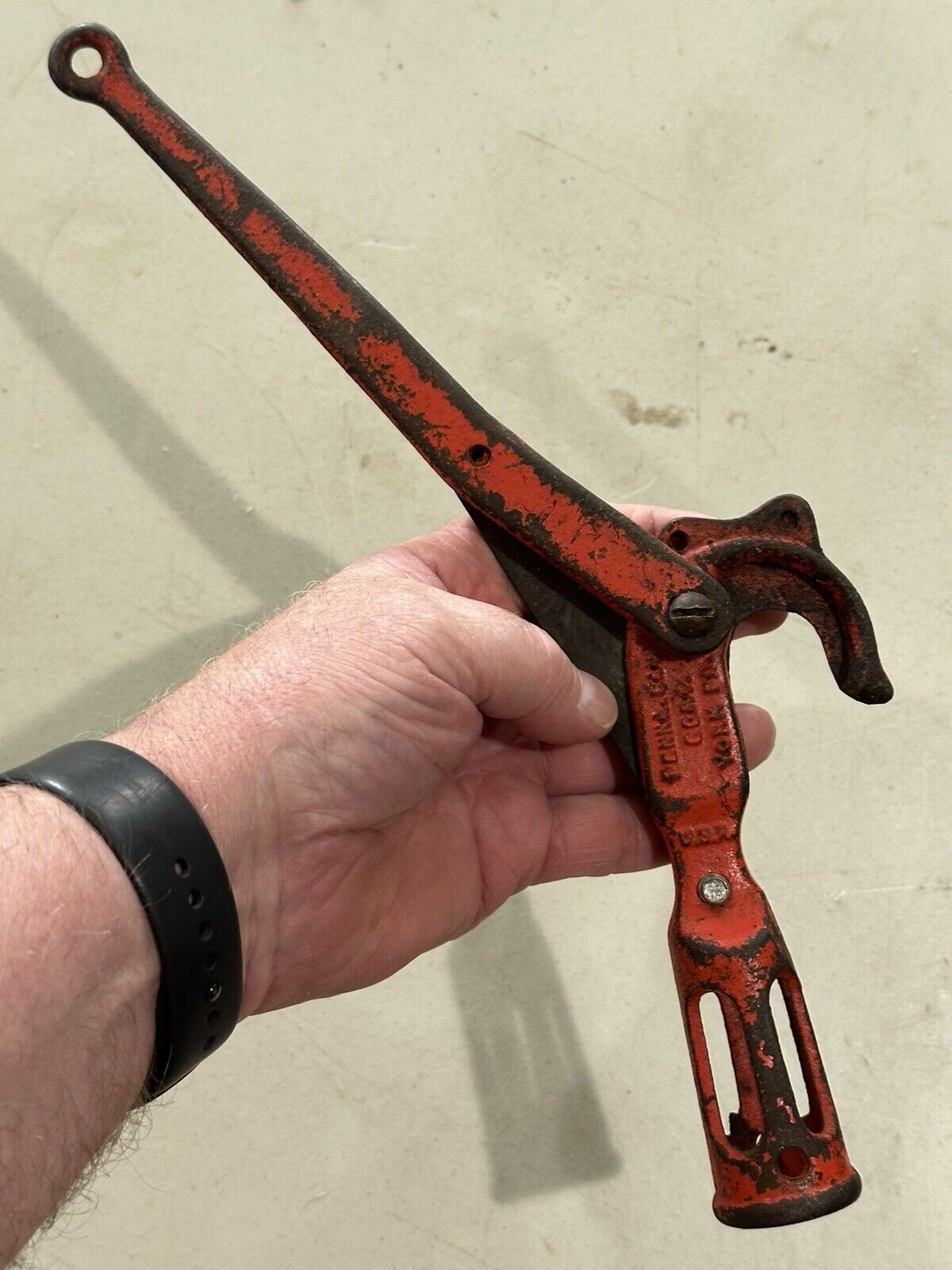 AWESOME VINTAGE PENNA SAW CO. CAST IRON POLE PRUNER CUTTER HEAD - USA MADE