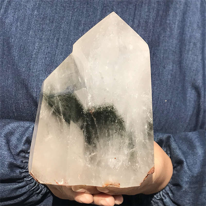 2.4kg Natural Ghost Phantom double point Obelisk quartz crystal wand Gem