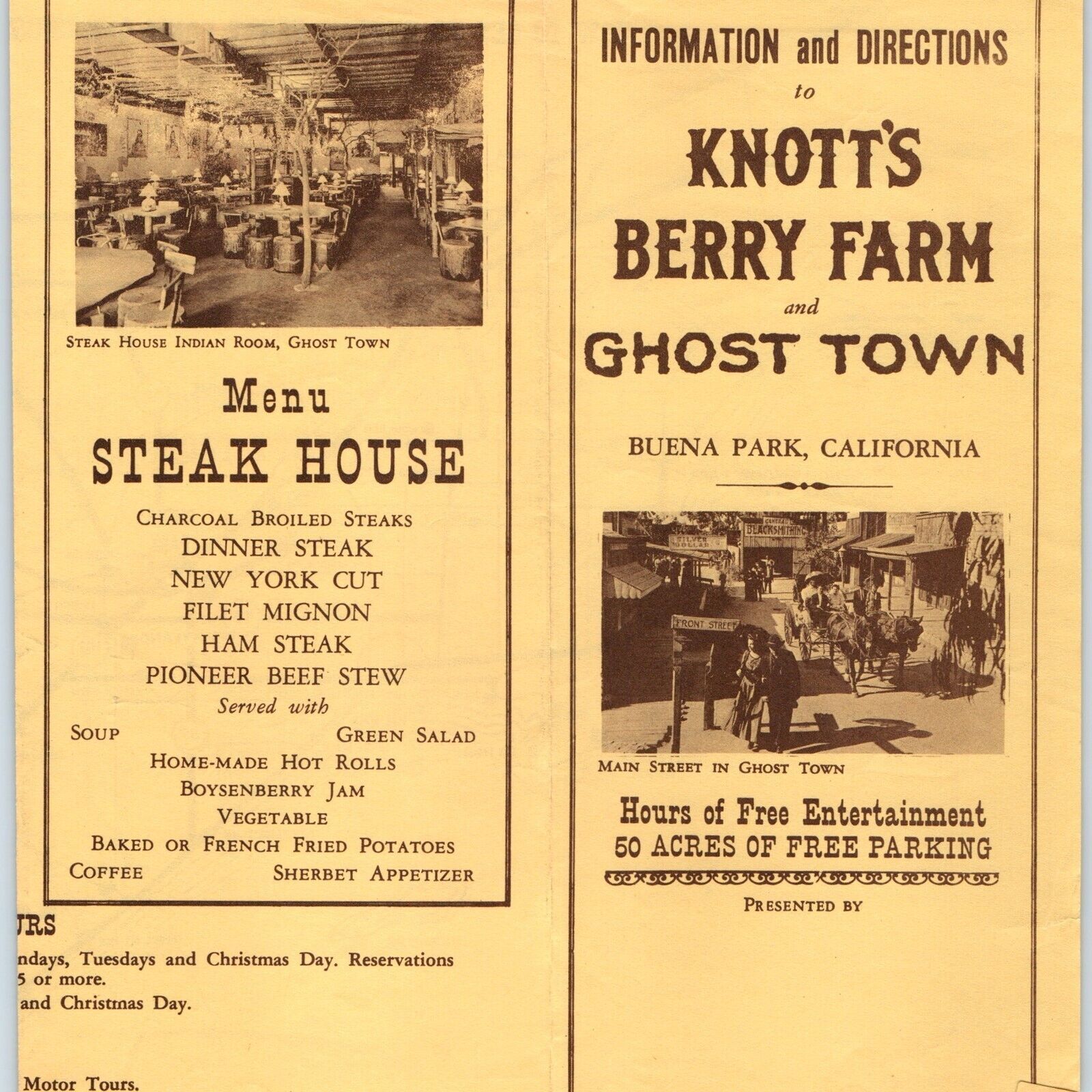 c1940s Buena Park CA Knotts Berry Farm Ghost Town Brochure Map Disneyland Vtg 8E