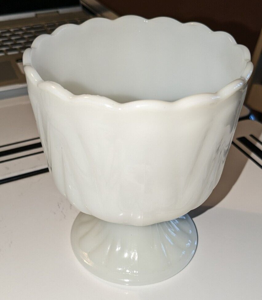 Vintage White Milk Glass Pedestal Dish - 5.75 x 4.5 x 3.5
