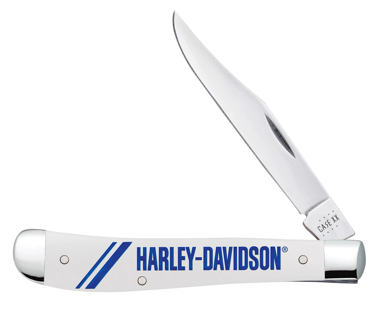 Case xx Knives White Blue Harley-Davidson Slimline Trapper 52241 Pocket Knife