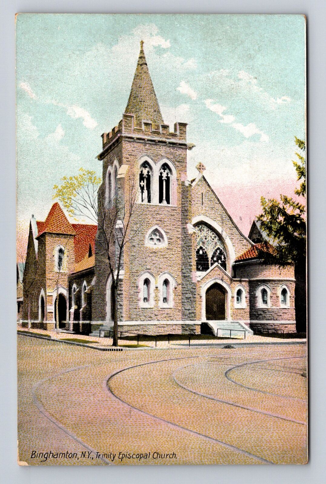 Binghamton NY- New York, Trinity Episcopal Church, Vintage c1909 Postcard