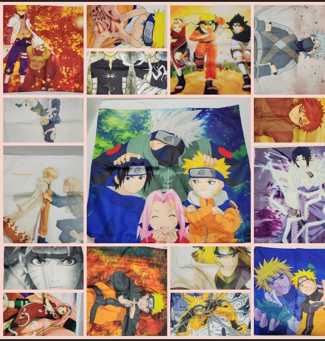 Naruto Pillow Cover 16 Pc Lot Anime Akatsuki 17”x17” Square Zip. See photos 