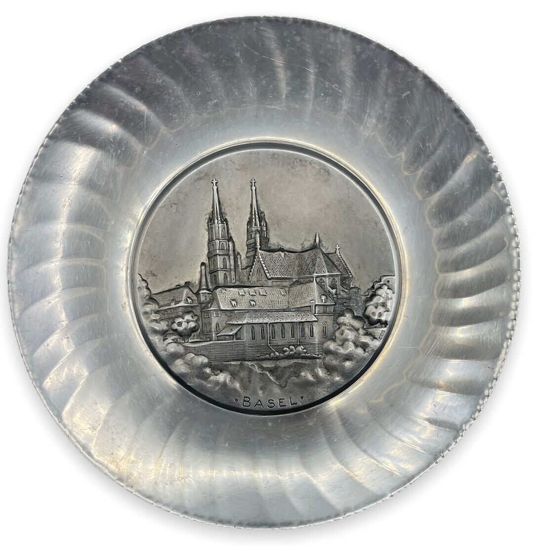 Vintage Basel Hand Hammered Aluminum Plate SIGG SIGAL Switzerland Import