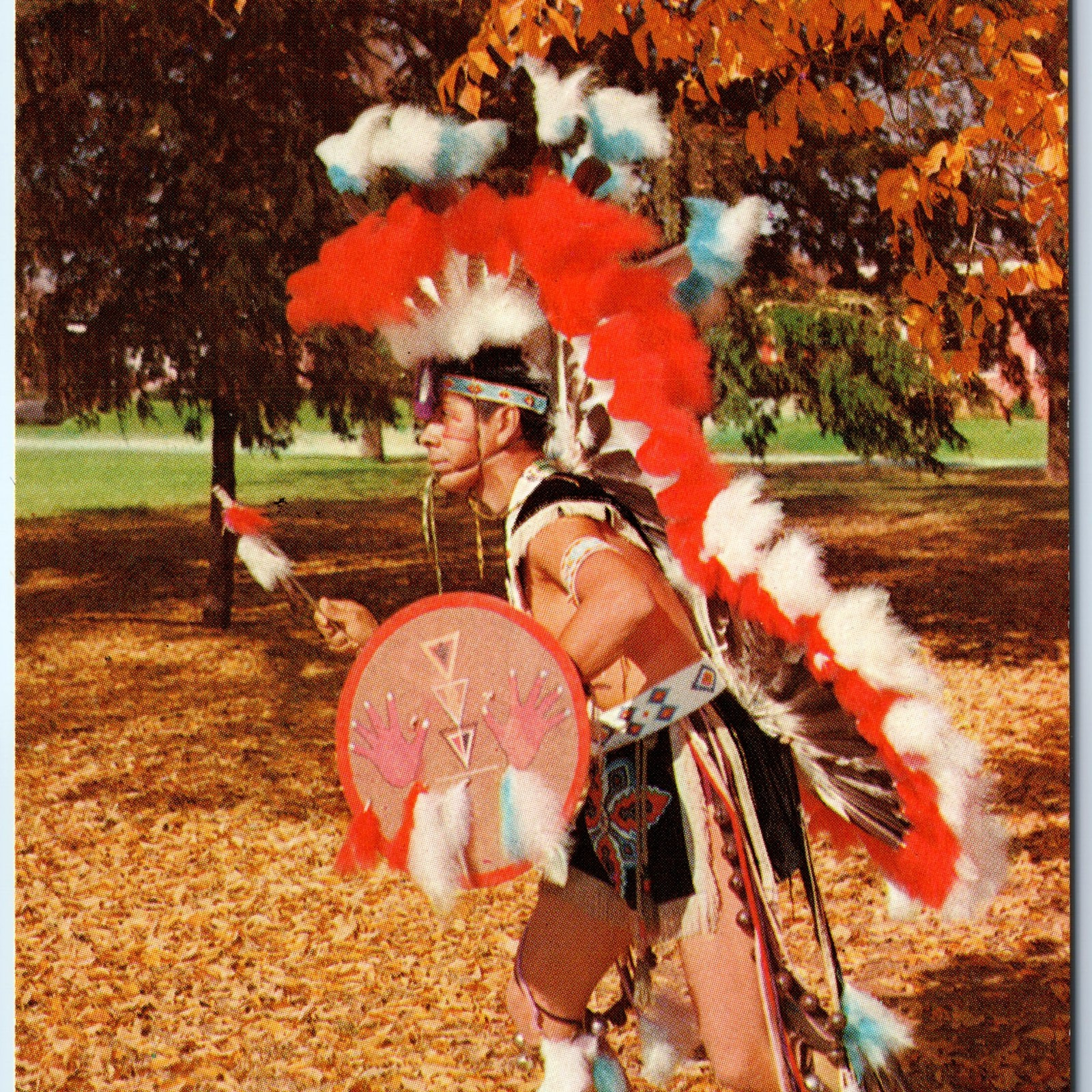 c1960s Native American Ceremonial Dancer Autumn Headdress Shield Regalia PC A264