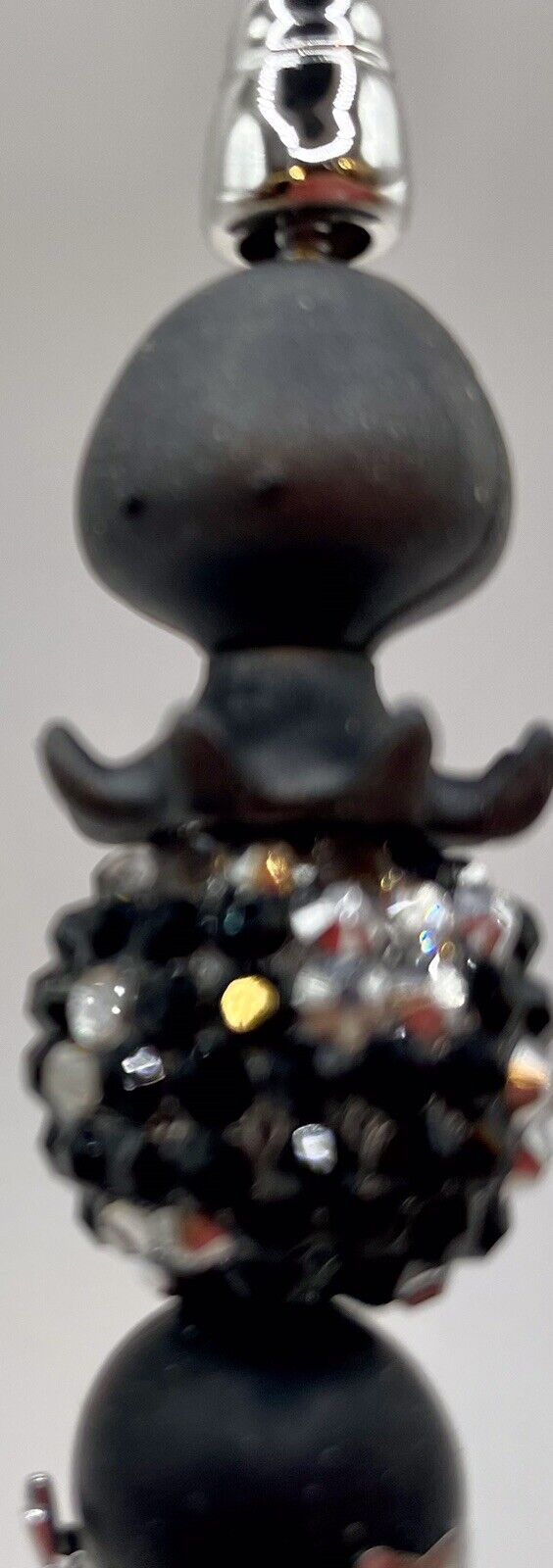Beaded Ballpoint Pen…octopus On Black And Silver Rhinestone Bead