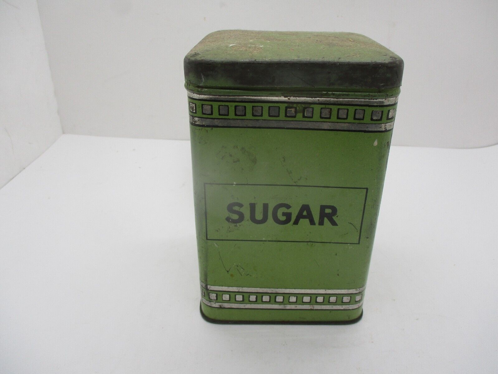 Vintage Green and Black Sugar Tin