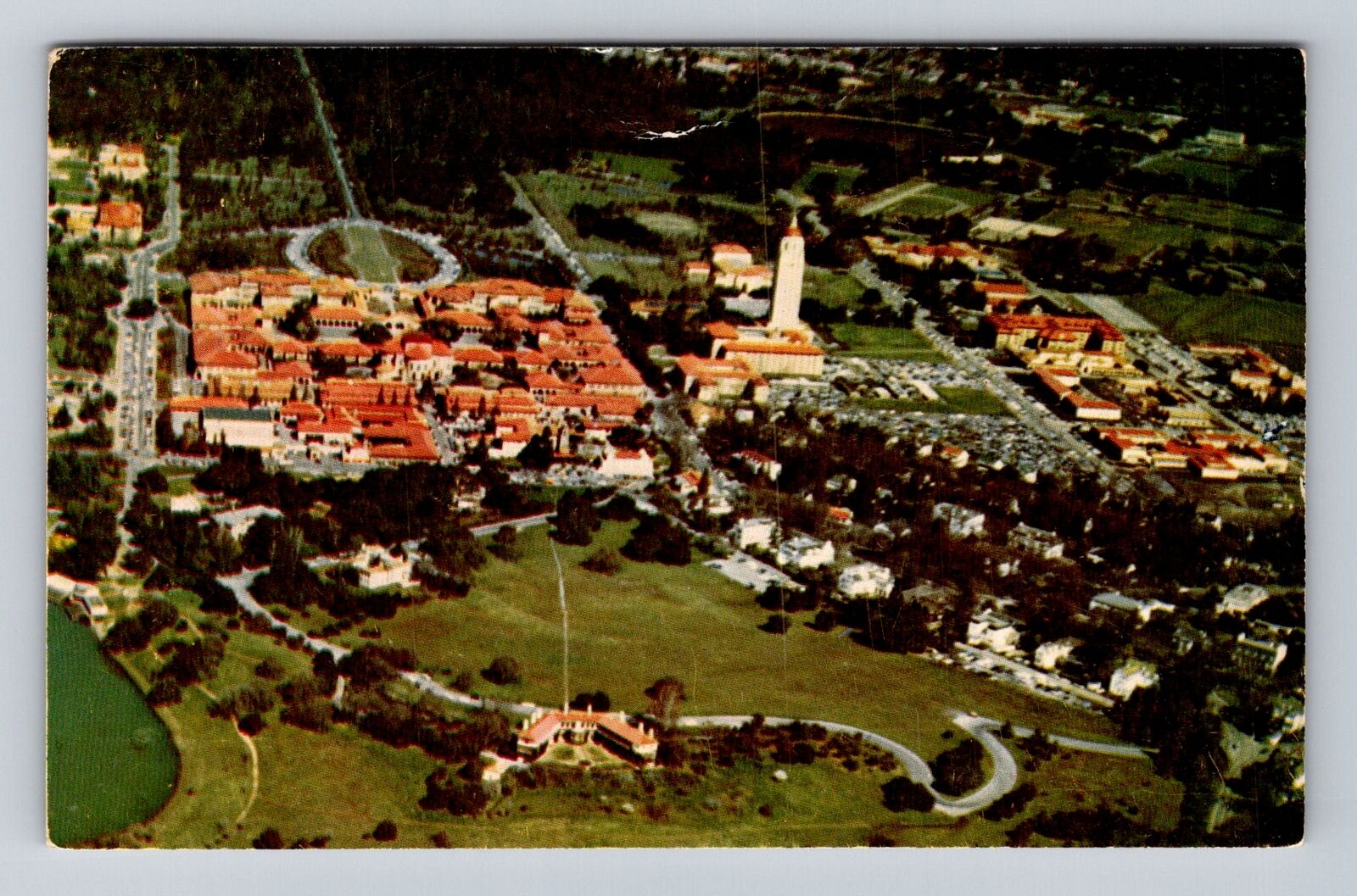 Stanford CA-California, Aerial View Stanford University, Vintage c1957 Postcard
